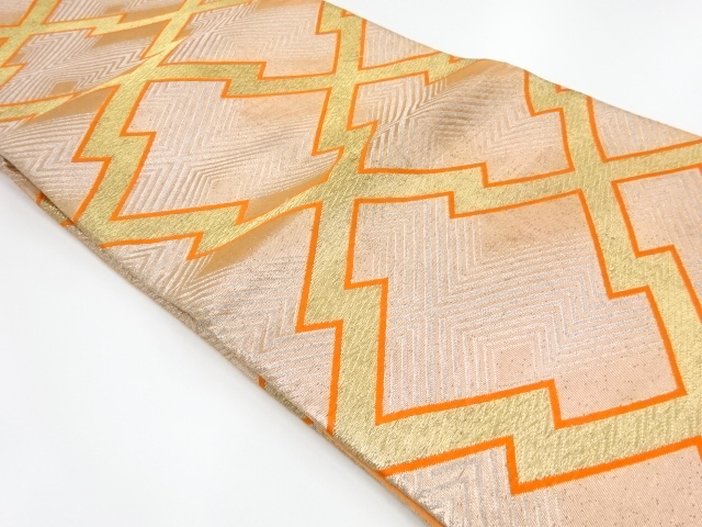 アンティーク　松皮菱模様織り出し袋帯（材料）